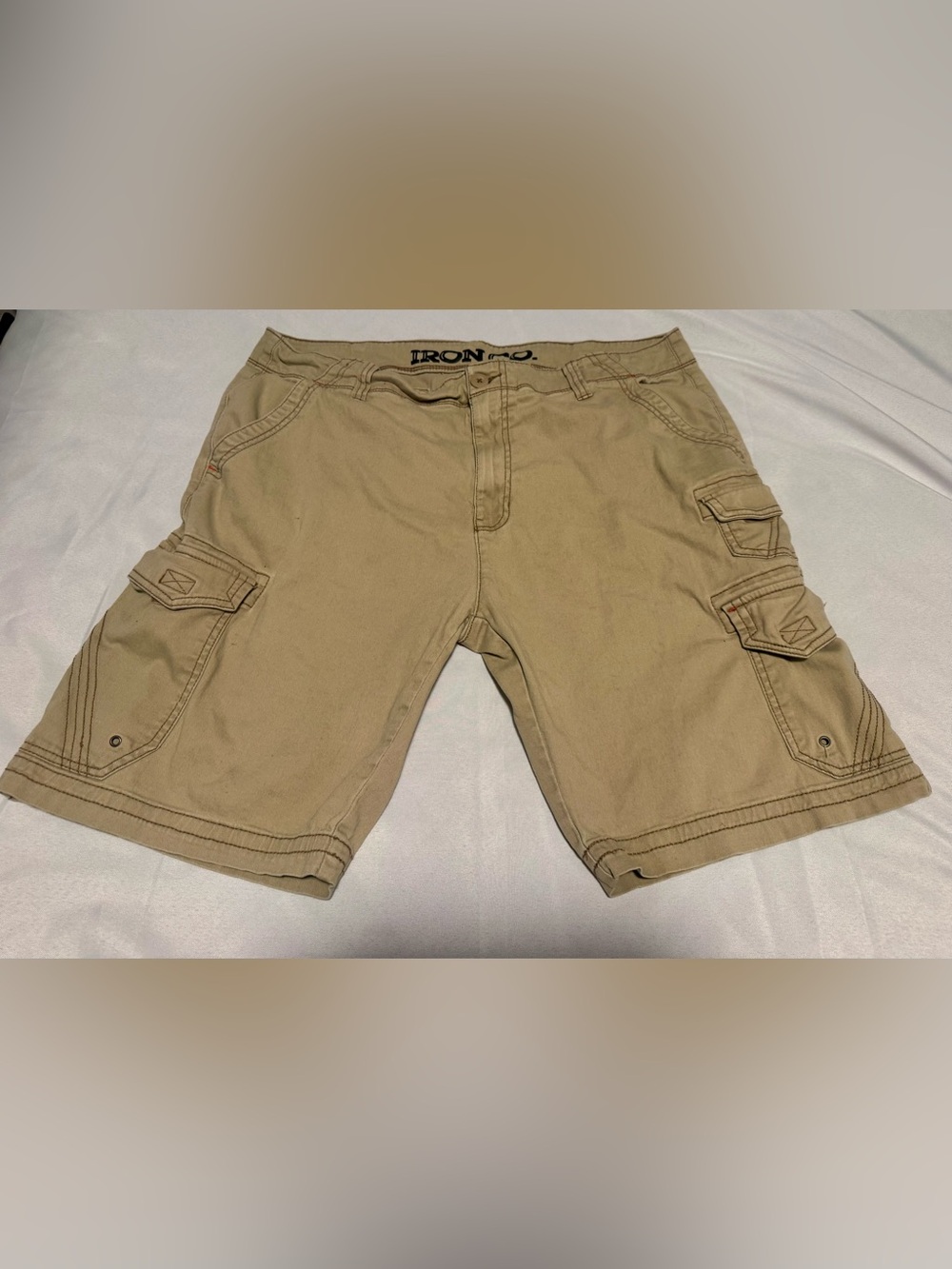 Iron Co. Men's Tan Cargo Shorts with Multiple Pockets